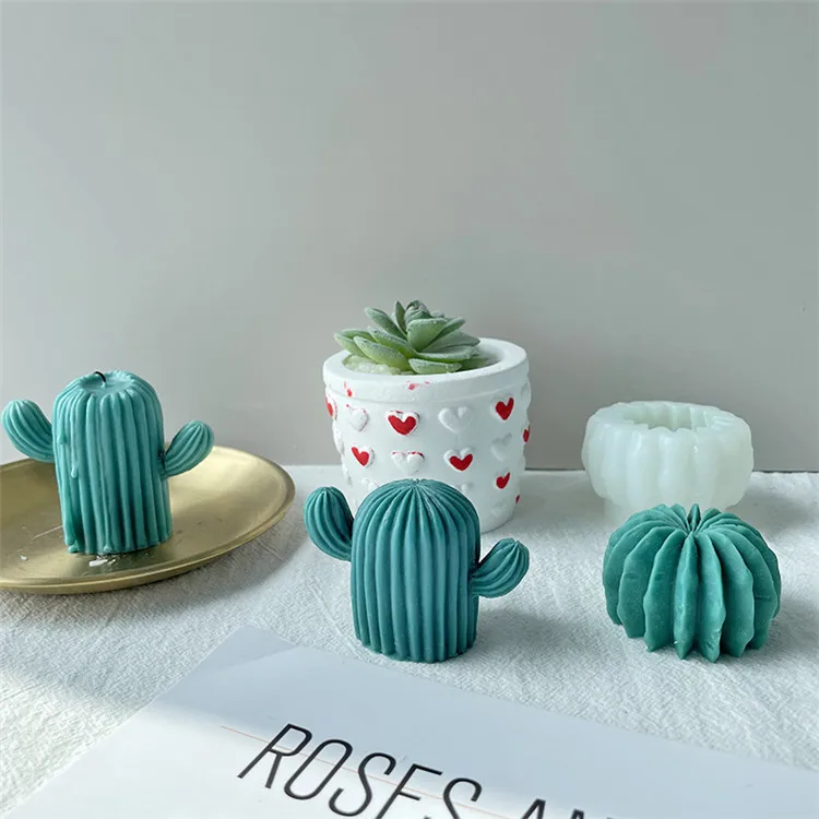 Y4297 Diy cactus candle molds cacti ball silicone molds for cake decoration