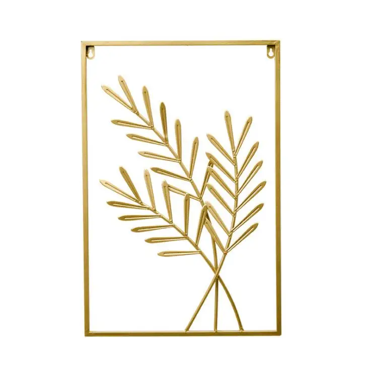 For Living Room Bedroom Display Lobby Modern Frame Art Hanging Gold Flower House Golden Decorations for Home Metal Wall Decor