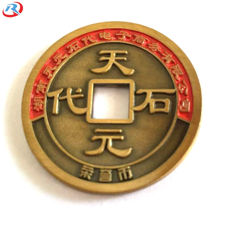 custom own logo engraved brass blank challenge coin