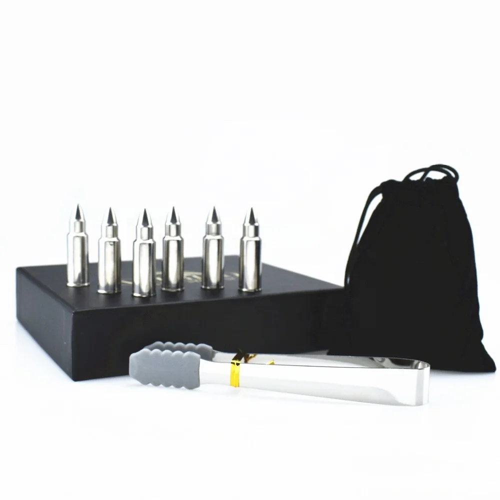 bullet shape whiskey stone ,bullet whiskey stone,whiskey bullets Gift Set with tongs and travel bag