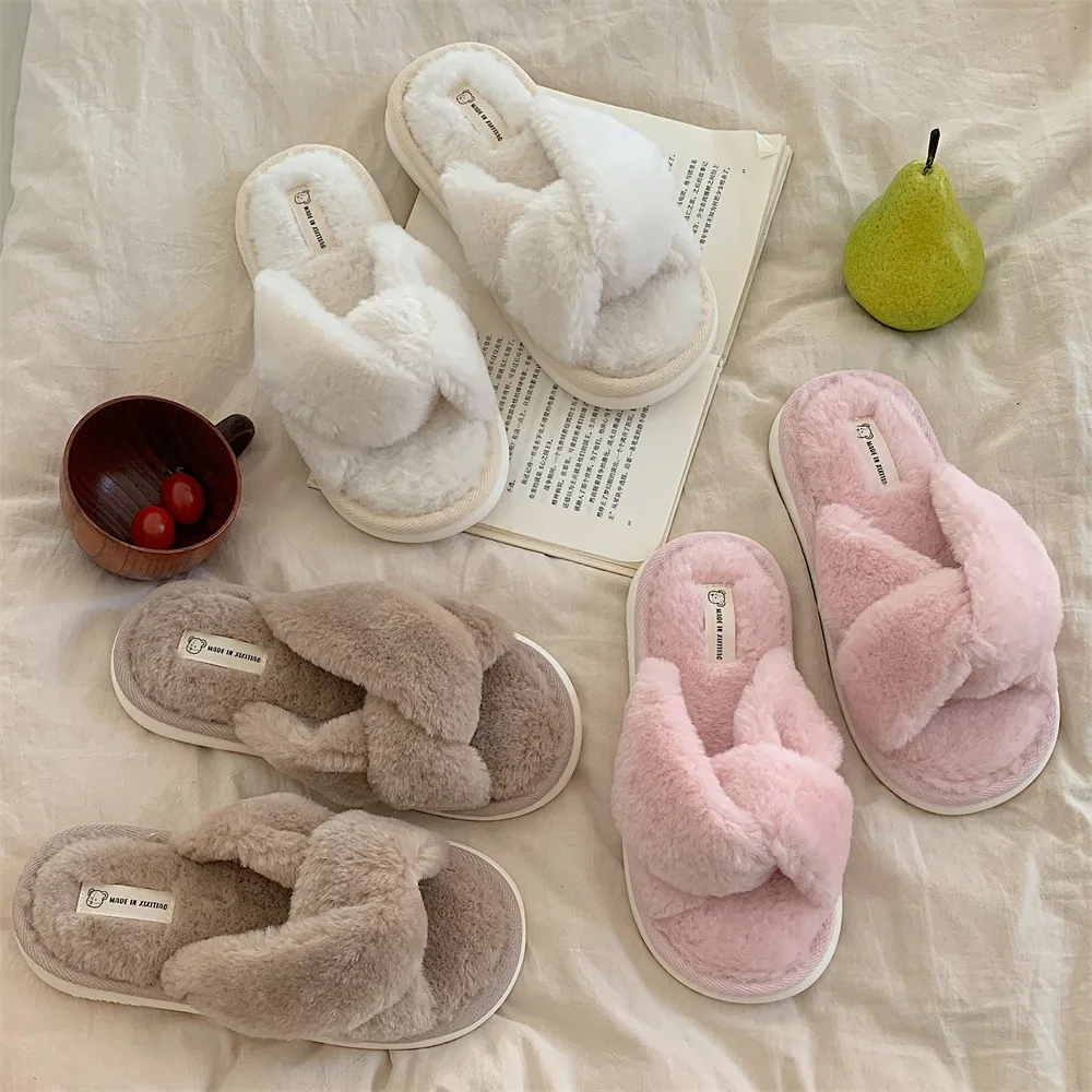 Winter Flat Fur Leather New Fashion Warm Slipper Indoor or out door for Women Men Supply Vogue Cheap non-slip Cheap Shoes