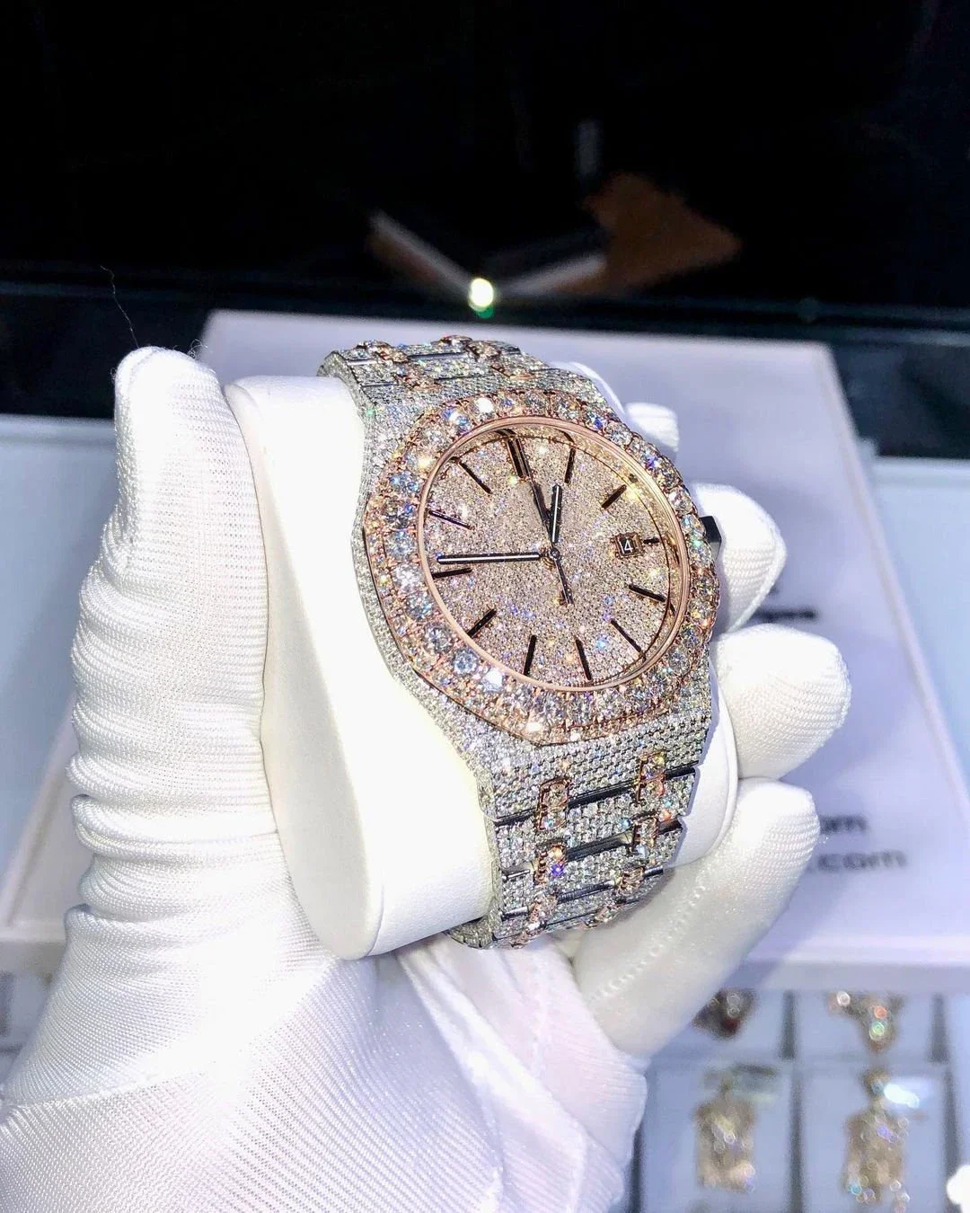 TOP Quality Iced Out VVS Moissanite Watches Diamond Automatic Movement Watch Luxury Handmade Ice out Diamond Hip Hop Watches
