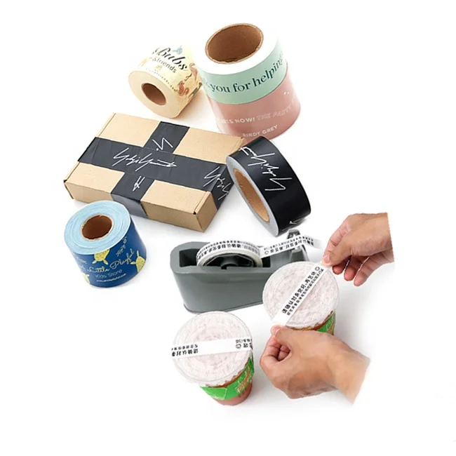 custom logo gummed paper packing tape mailer box sealing tape beverage bottle cup sticker label cake kraft paper packaging tape