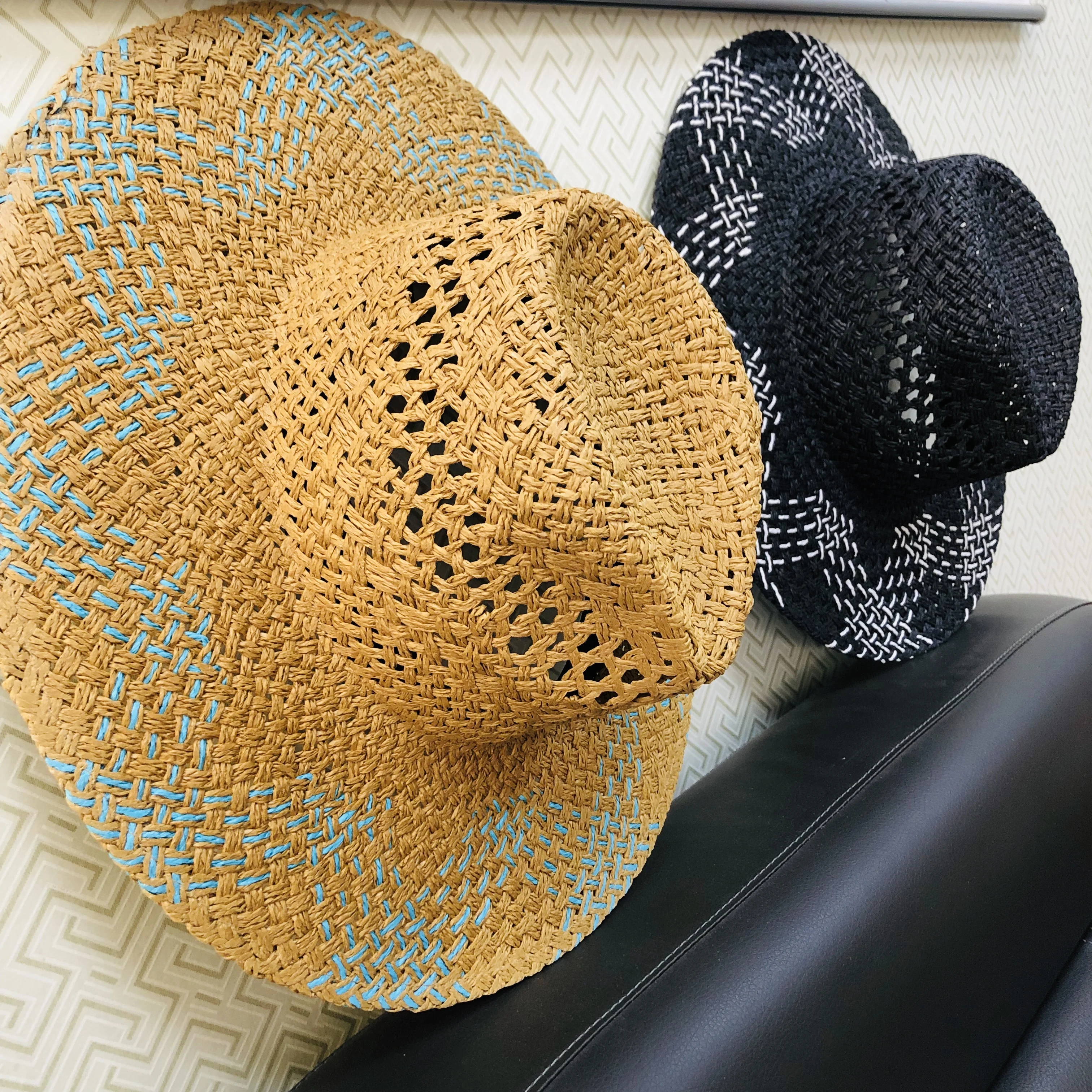 2022 Wholesale New Hollow Panama Straw Hats Summer Wide Brim Paper Straw Hat Beach Straw Hat