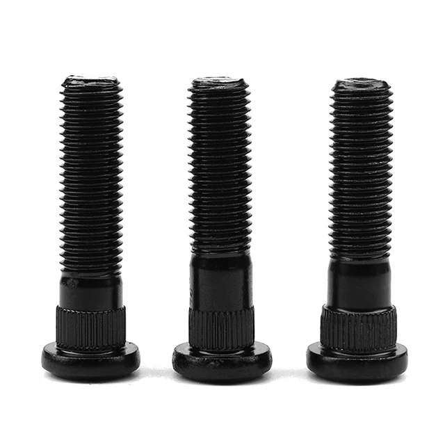 High-strength alloy steel M12 knurled wheel bolts grade 10.9 black hub bolts for automotive wheels