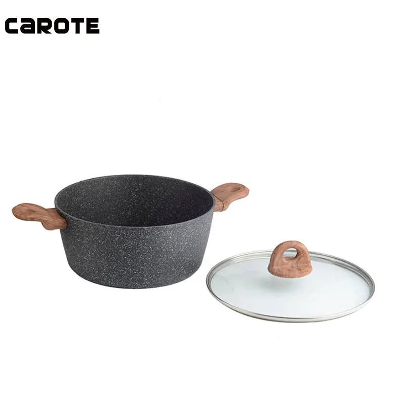 Carote Lighter Forged Aluminum 18cm Casseroles Stockpot Soup Pot With Nonstick Marble Coating