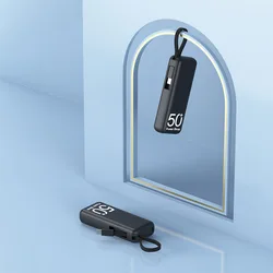 5000mAh Powerbank Mini Small Portable Charger Power Bank With Built In Cables Mini Powerbank Portable Power Bank Mini Power Bank