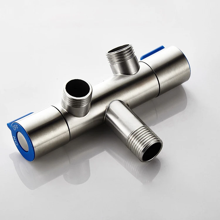 1/2 Inch Wall Mounted Stainless Steel 304 Double Outlet Angle Valve For Bathroom