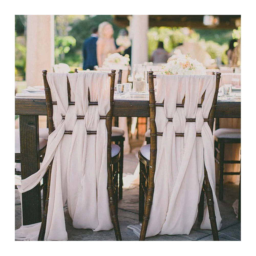 Wholesale Popular Chiffon Chair Sashes Polyester Elegant Chiffon Chair Sashes