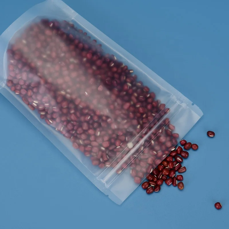 Ziplock Stand Up Food Starch Packaging Matte Plastic bean Pouch transparent Bag