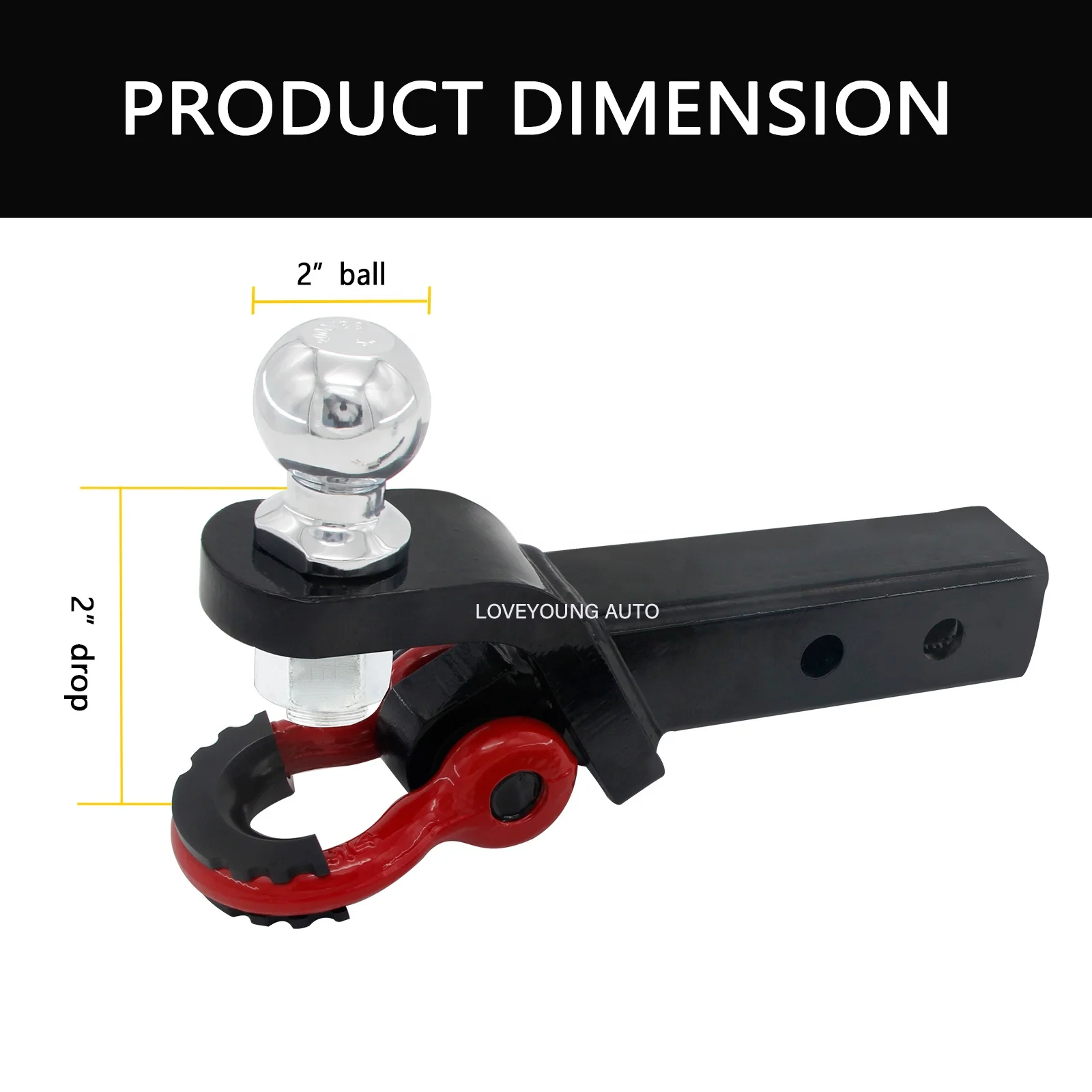 Steel Trailer Hitch Ball Mount with Trailer Ball & Hitch Pin Fits 2-Inch Receiver 7500 LBS