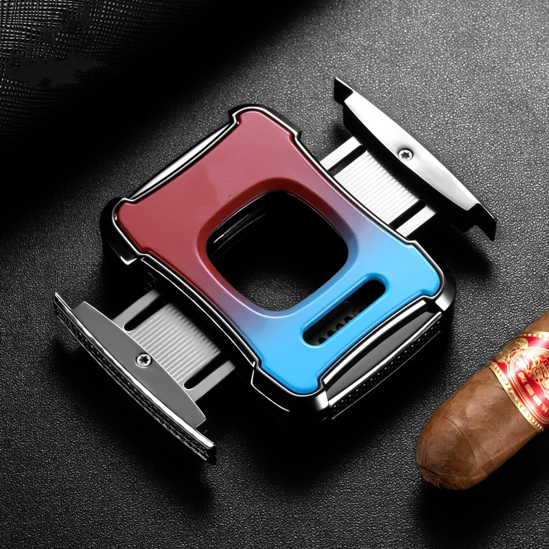 Premium Custom Logo Cigar Cutters Luxury Wooden Lighter Punch Scissors with Stainless Steel Leather Plastic Cigar Accessories