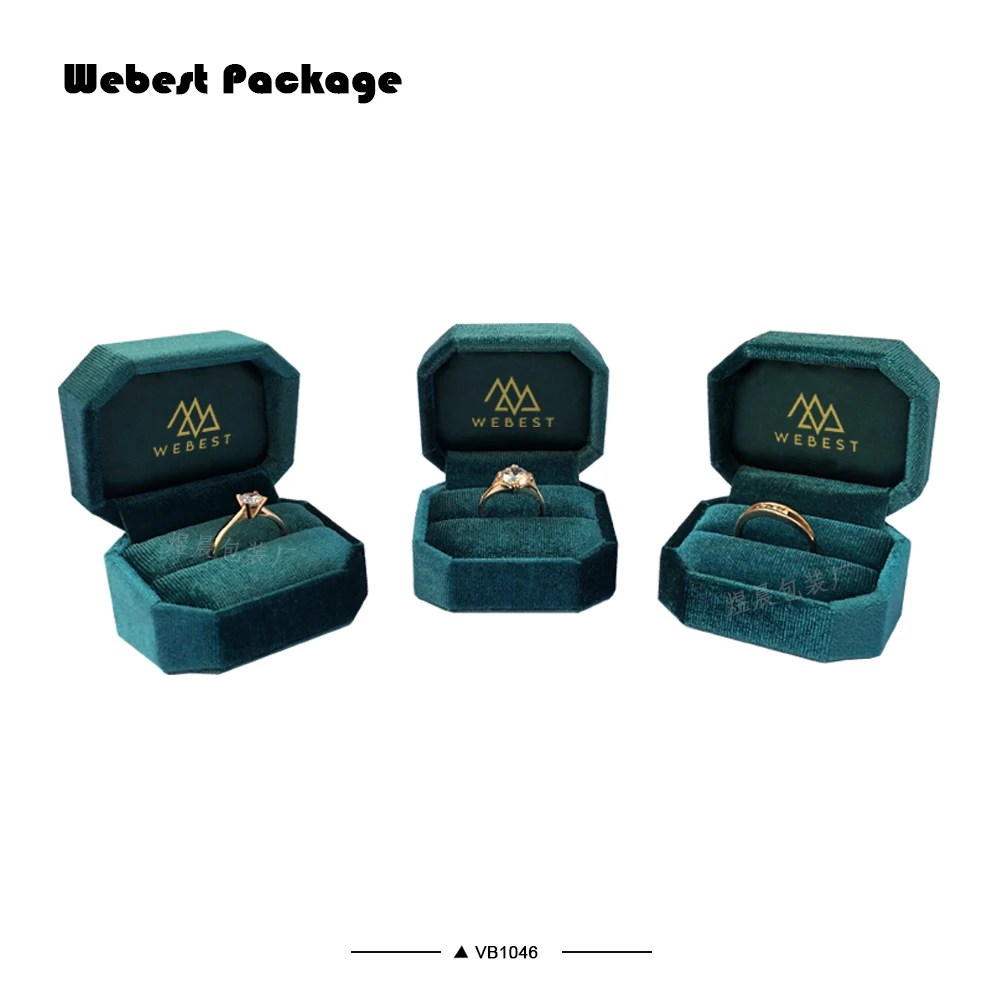 
Webest peacock green Korean velvet jewelry gift box leather and ladies velvet ring box 