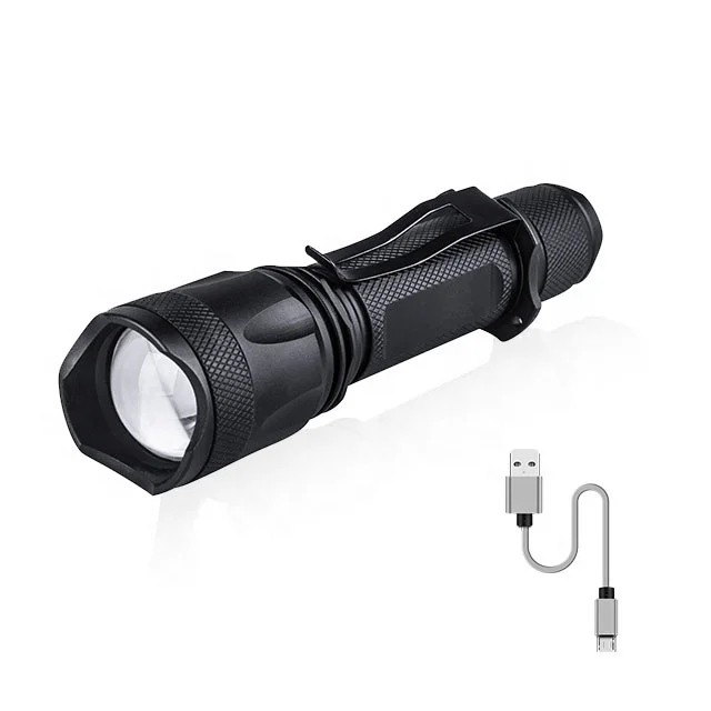 Popular Flexible High Bright Rechargeable Adjustable Zooming Waterproof 18650 EDC LED Torch light Flashlight with Pen clip