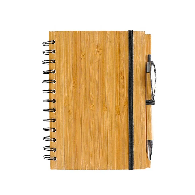 Wholesale cheap business Custom logo diary Journal Recycled Eco-friendly Cardboard Bamboo Cover Notebook