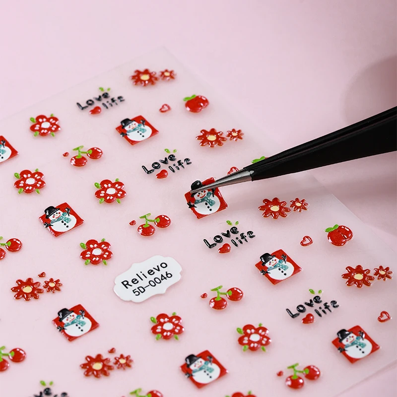 Cute Cartoon Nail Art Stickers Rainbow White Cloud Bear 5D Self-Adhesive Nail Decals Rabbit Panda Craft Design Nail Accessories