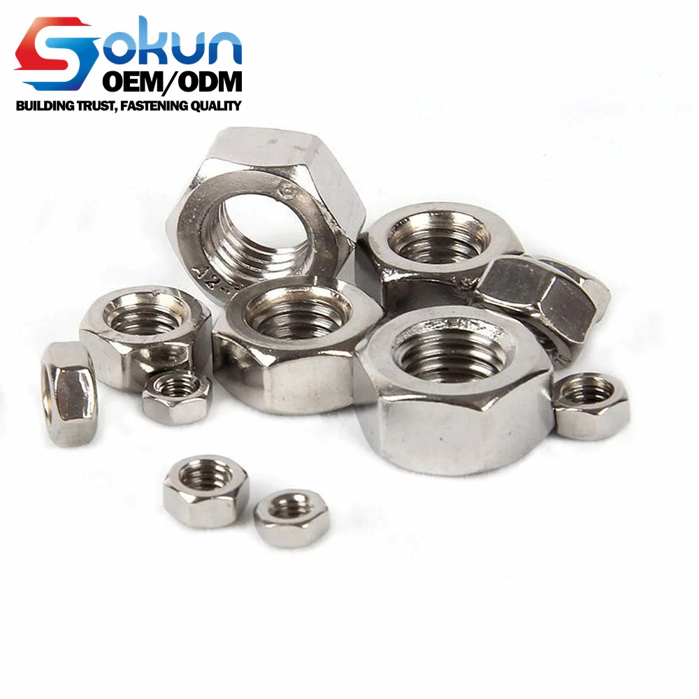 ASME B18.2.2 Certified Hex Nut DIN 934 Metric Coarse Fine Galvanized Zinc Plated Passivated Available Steel Brass Aluminium