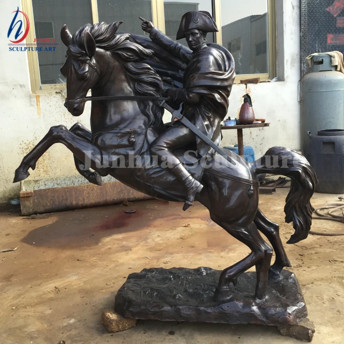 Antique Life Size Bronze Roman Soldier Sculpture Napoleon Riding Horse Statue
