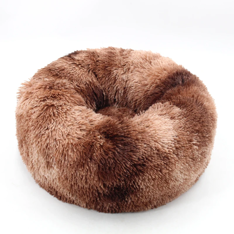 Color Brown Deep Sleeping Cat Litter Plush Warm Pet Cat Bed House for Cats