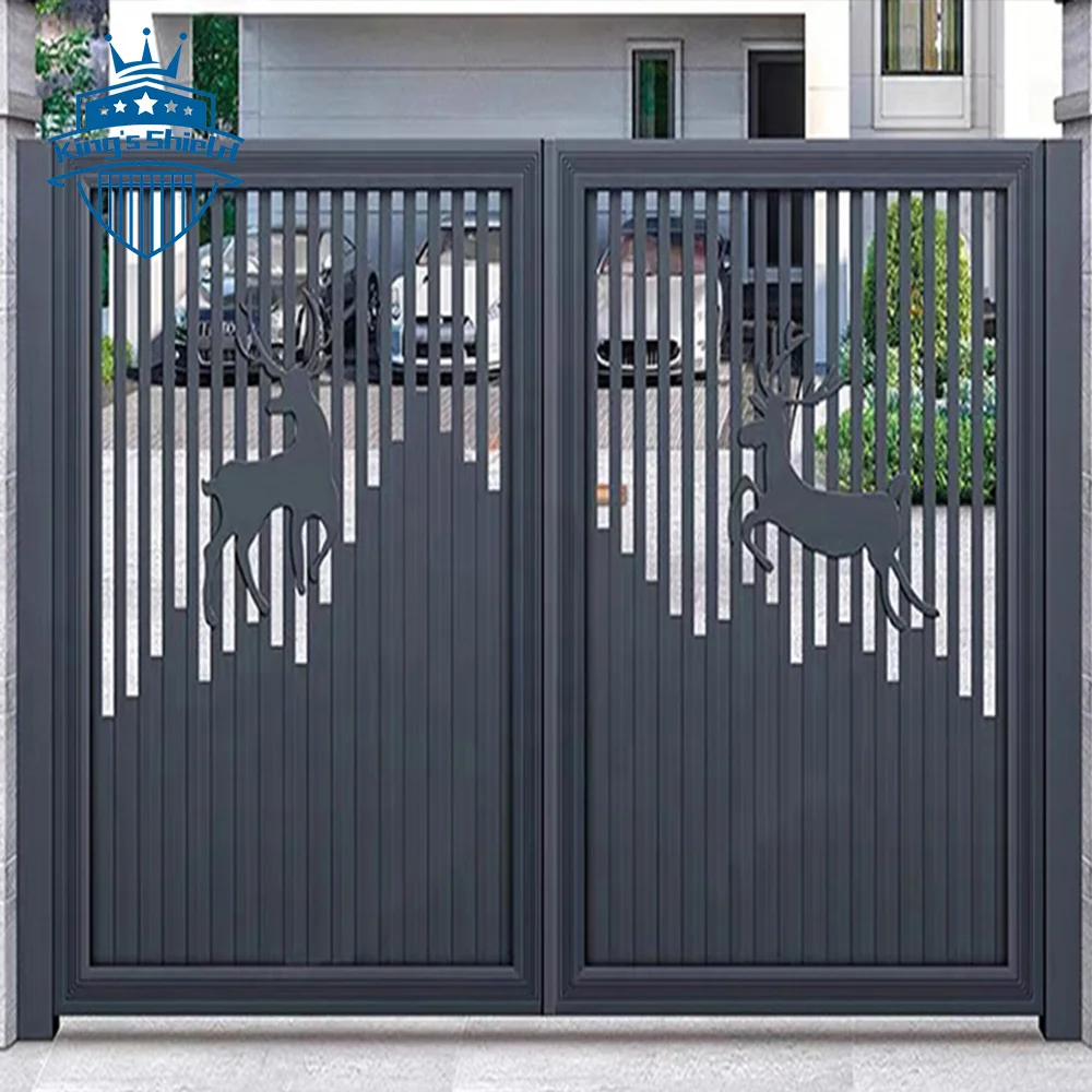 Simple antique designs decorative wrought aluminum main automation system Ground Wheel Opener Single Motor swing gate