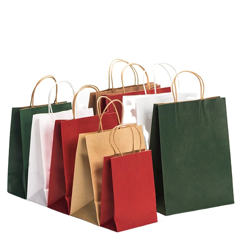 
Recycle Craft Kraft Shopping Retail Take Away Paper Brown Bag with Logos 