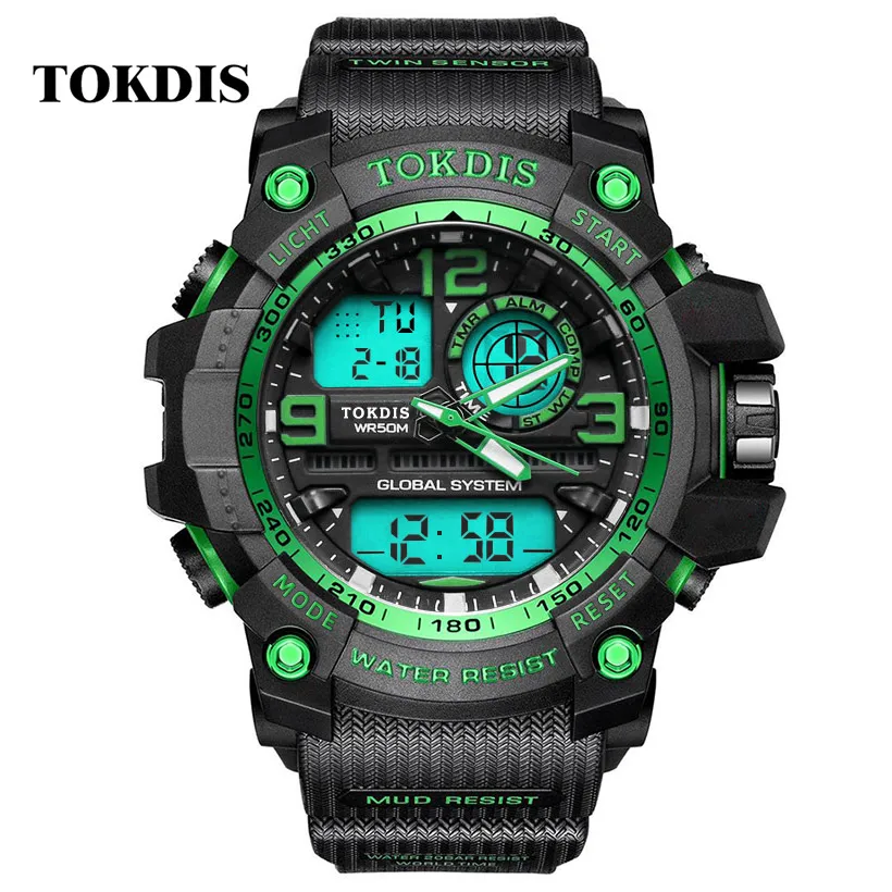 NEW TOKDIS G shock Mens 50M Waterproof Sport Watch Men Analog Digital LED Watches Dual Time Clock Relogio Masculino With box