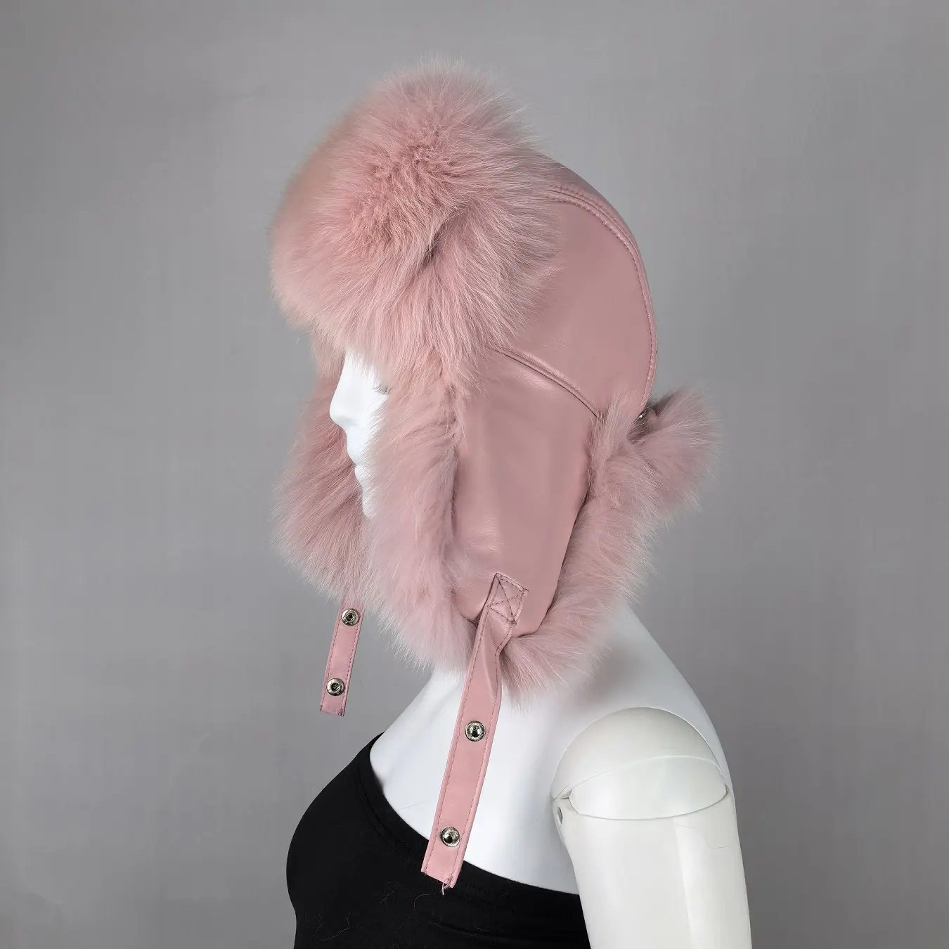 FUR WINTER A032 Custom plaid trapper hat Soft Rabbit Fur snow ski trapper hat with strap Winter Aviator hat