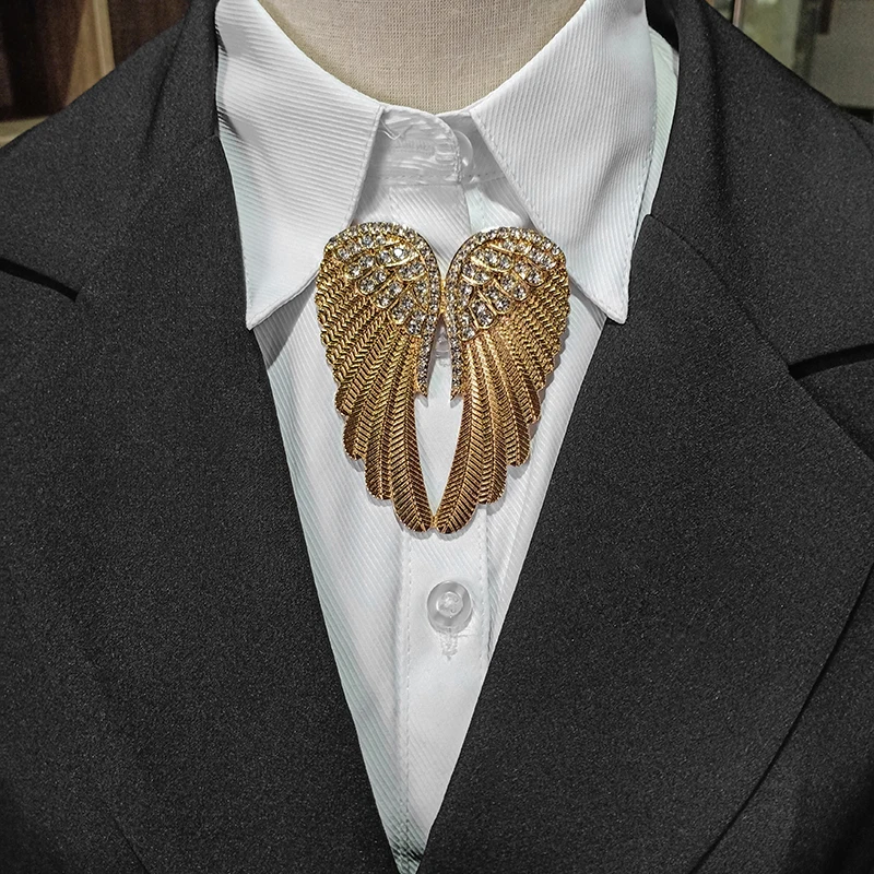 New Arrival Gold or Silver Plated Rhinestones Pave Large Size Archangel Angel Wing Brooch Pins