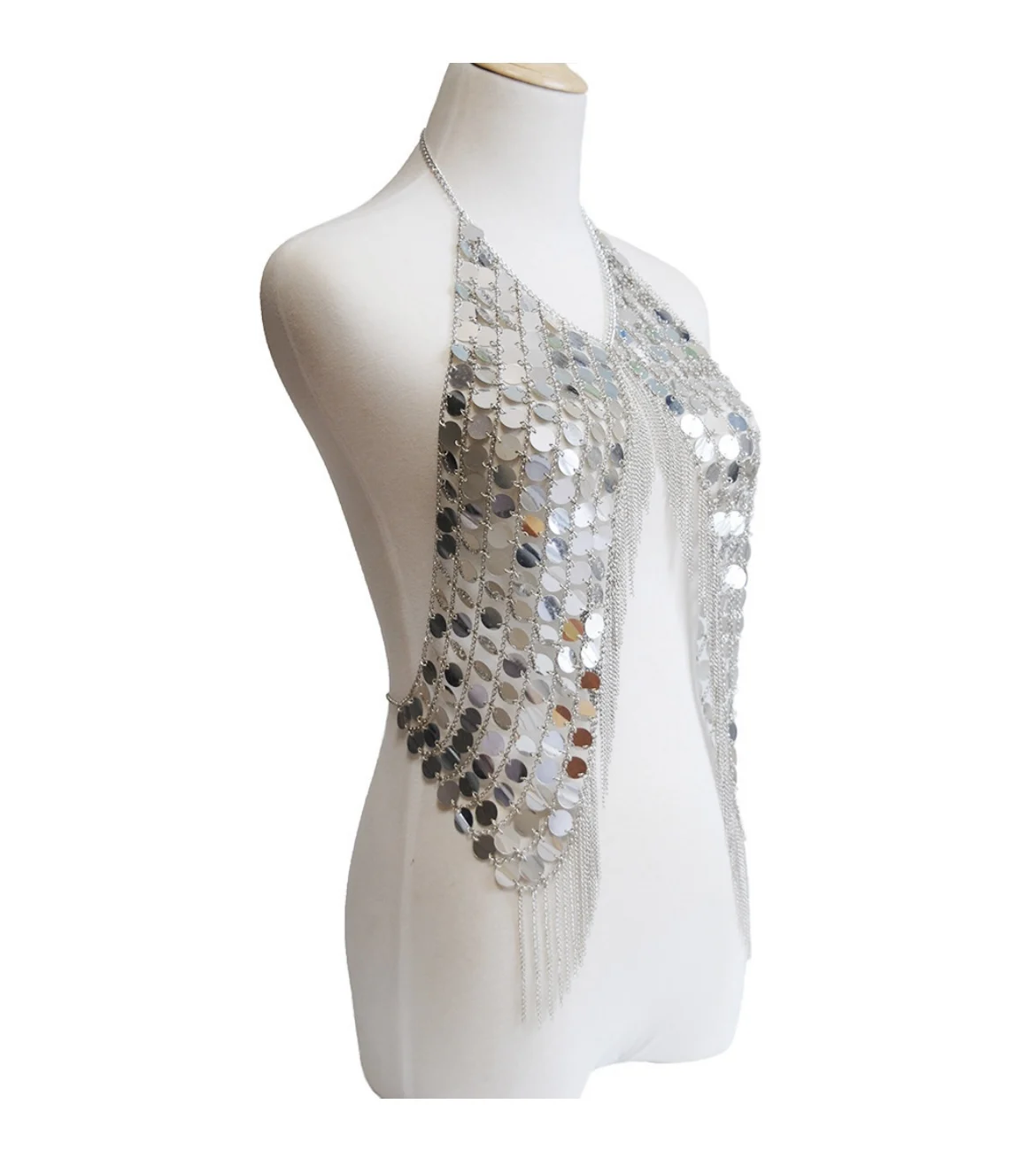 Hot Selling Bling Sequin Body Chain Bra Sexy Halter Top Set Women Girls Favourite Jewelry Bra Chain