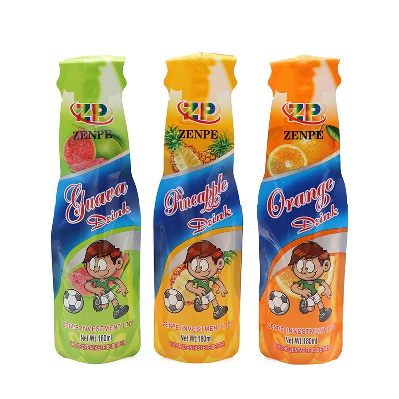 Factory Wholesale special bottle shaped pouch beverage injection packing bag soft plastic Yogurt juice spout pouch with straw