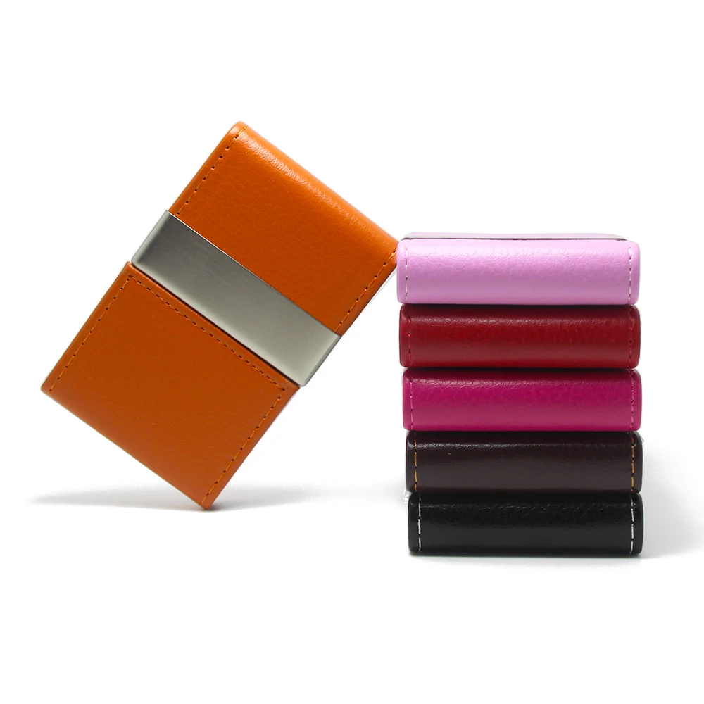 Unisex Professional PU Card Holder Metal Credit Card Case Pocket Holder Magnetic Business Card Case Leather
