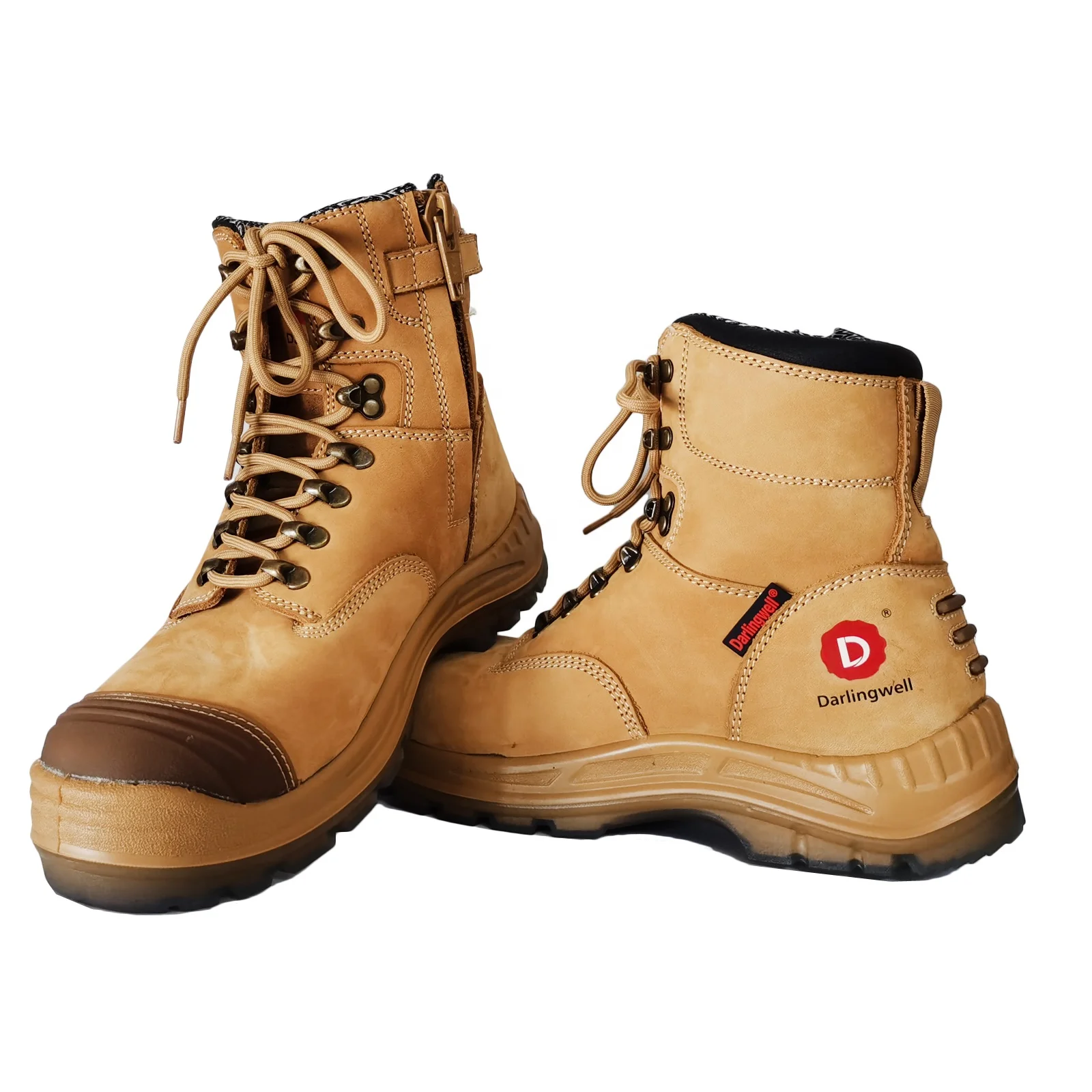 safety boots with unique design Wheat nubuck leather industrial safety boots with steel toe mining safety shoes
