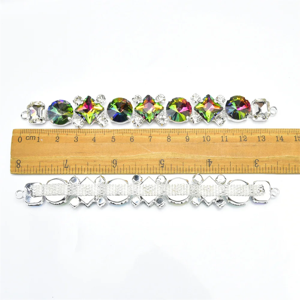 13.8X1.8Cm Fashion Color Crystal Flip Flops Decorative Buckles Rhinestone Bikini Connectors Metal Chain Diy Dress Jewelry Charms