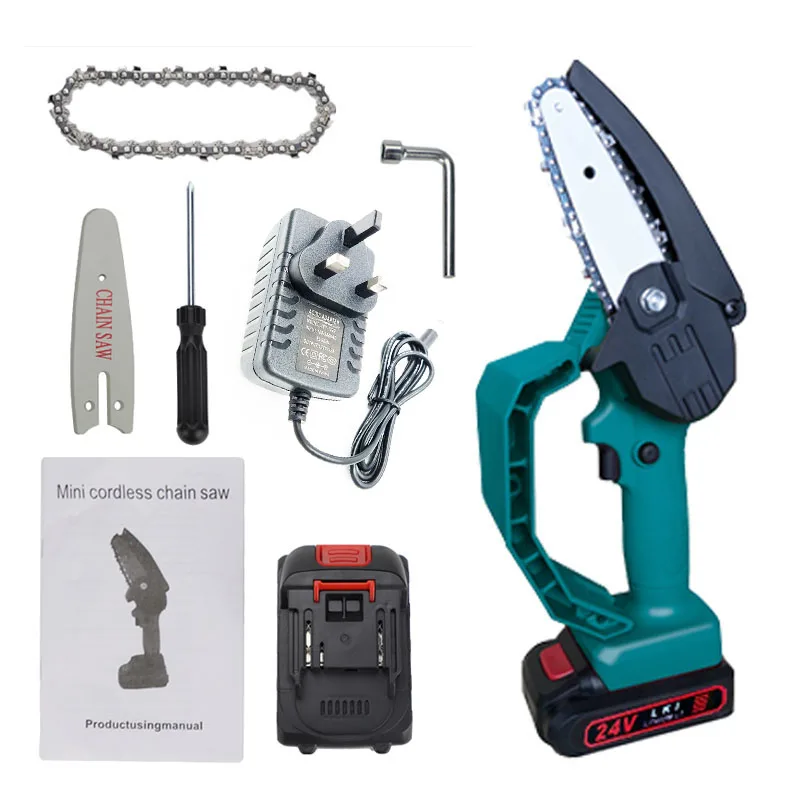 British Standard Charger blue 4 inch lithium battery rechargeable pruning tree chain saws cordless pruner