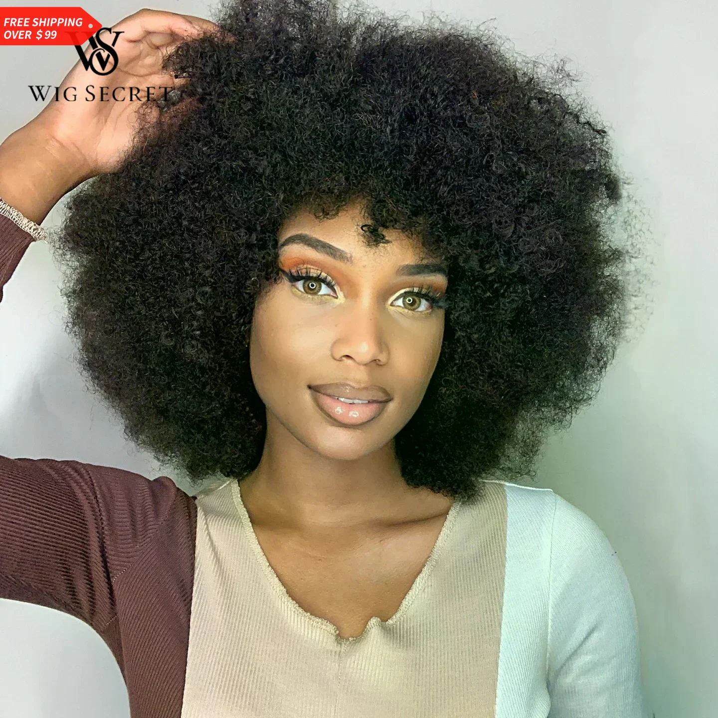 Short Afro Kinky Curly Human Hair Wig for Black Women Pixie Cut Bob Machine Made Affordable