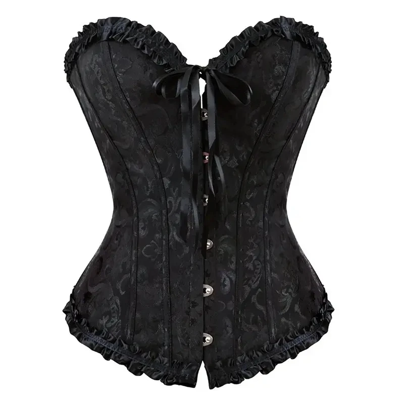Womens Lace Up Gothic Corset Bustier Sexy Waist Trainer Bustier Overbust Corsets