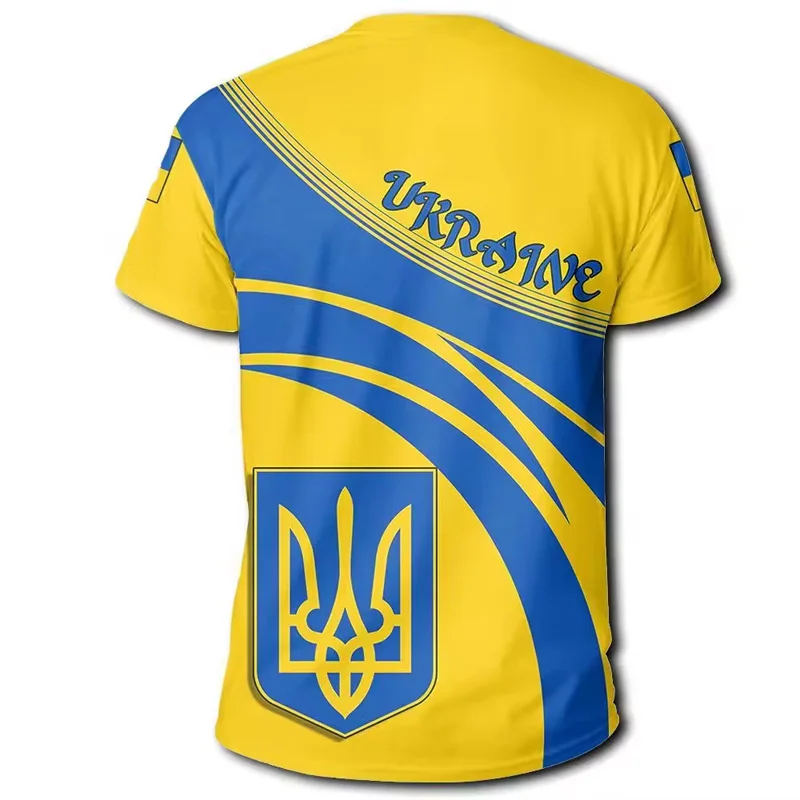 New Product Customization Breathable Quick Dry Fitness Top Ukraine Flag Male T Shirt With 100% Polyester