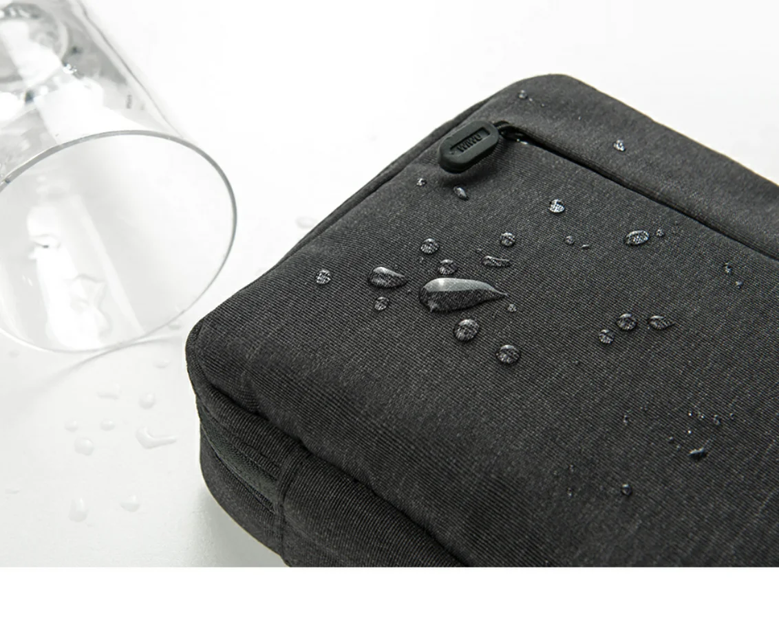 Wiwu water resistant Nylon Electronic storage Organizer bag with double layer Travel Gadget Bag for Cables, USB Flash Drive