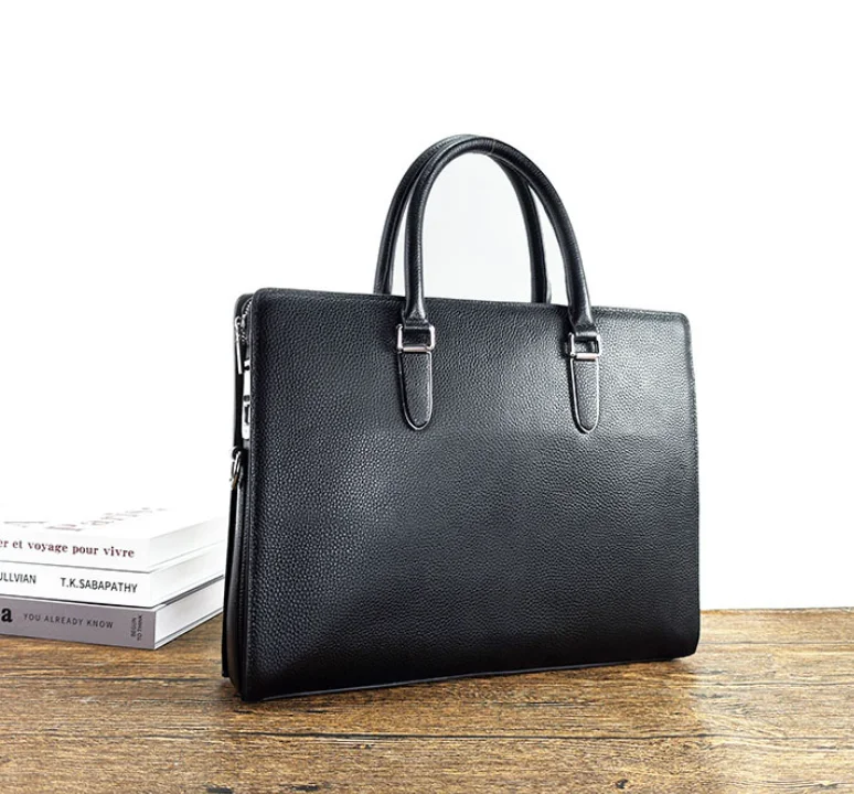 DF452 Customized Cow Leather  Business Men Document Bag Cheap Made in China