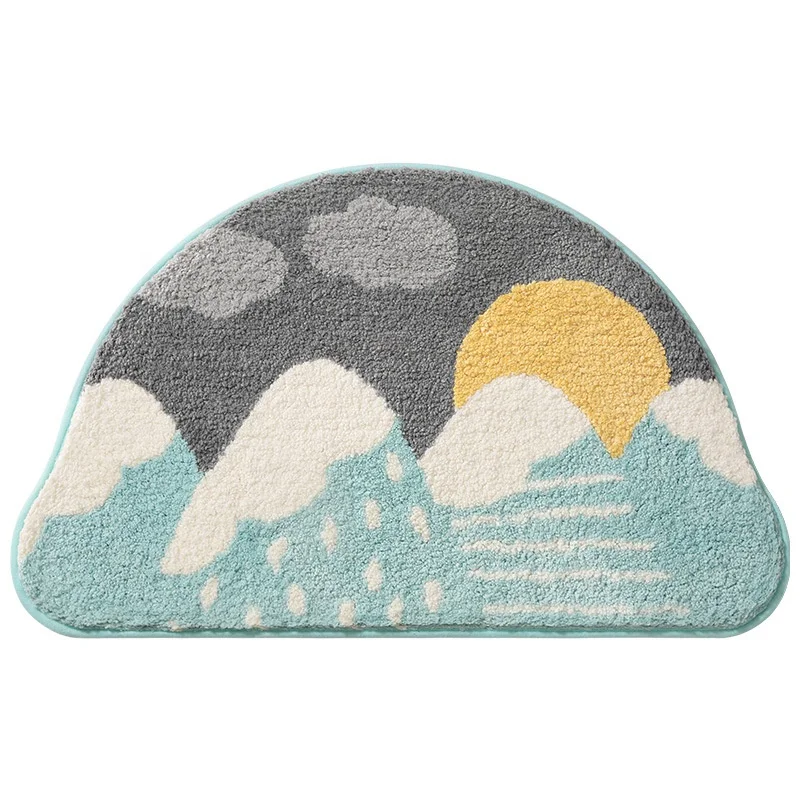 Custom Semi Circle Soft Microfiber Machine Washable TPE Bathroom Floor Rugs 3D Bath Mats