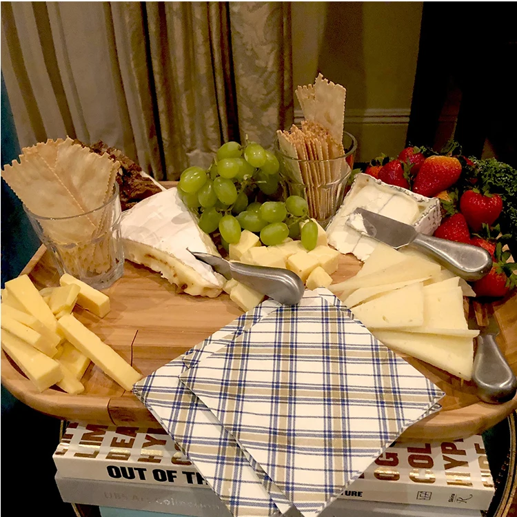 Natural bamboo cheese cutting board and knife set storage organizer drawer Cheese board kitchenware