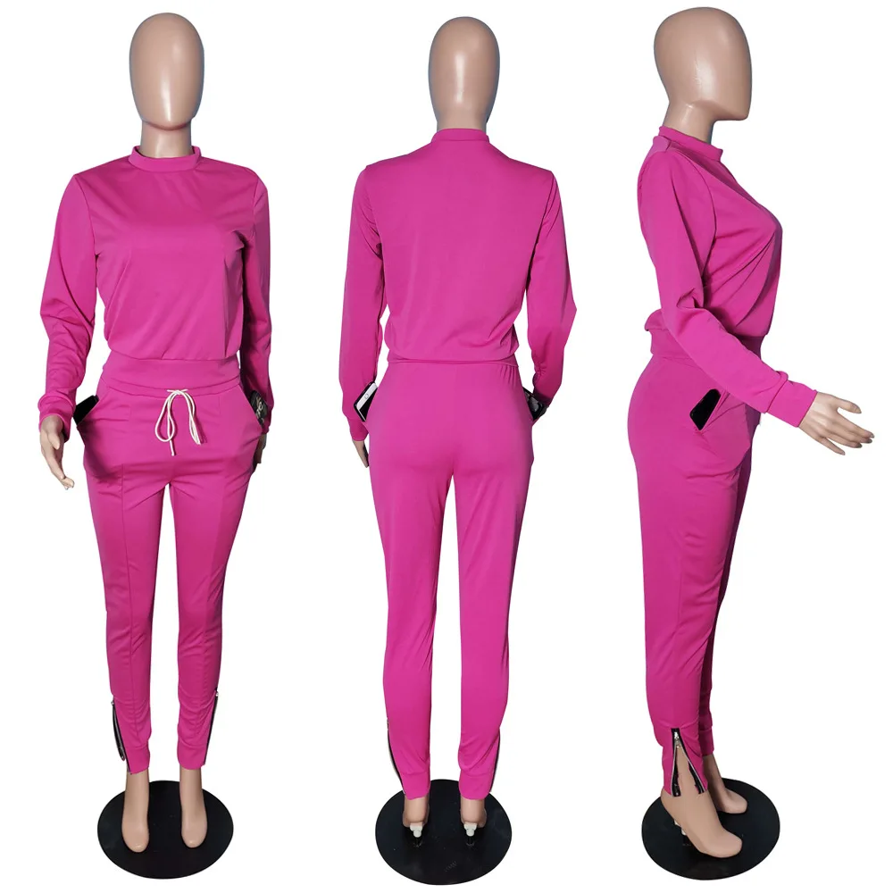 fall winter 2021 Custom Logo Private Label Slim Fit women joggers suits set Tracksuit