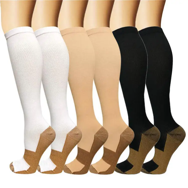 Thigh high women compression socks custom logo solid color long medias stockings compression