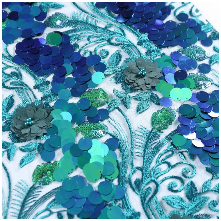 Горячая Распродажа 18 мм блестящая аппликация изумрудно-зеленая вышивка из бисера кружевная ткань для платья