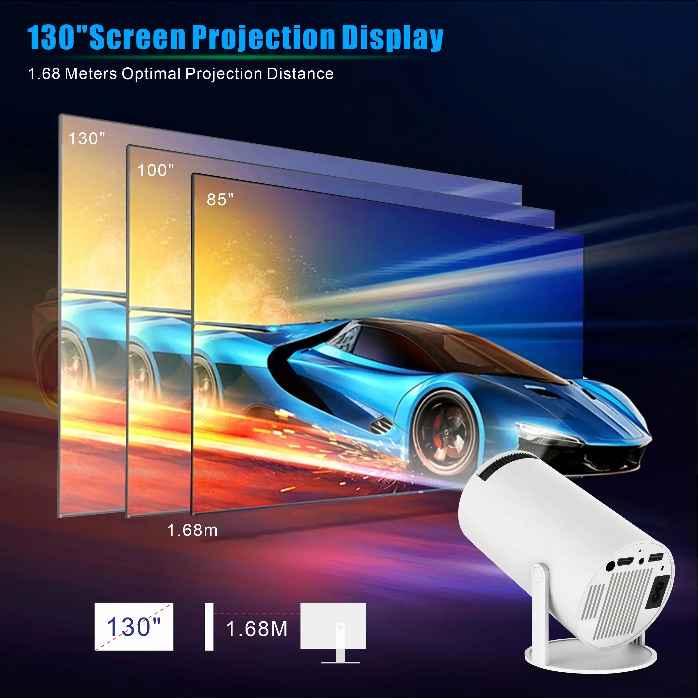 Custom Android11 4k 1280*720p Dual Wifi Video Cinema Outdoor Portable Home Hd Led Projetor Home Hd Led Projetor