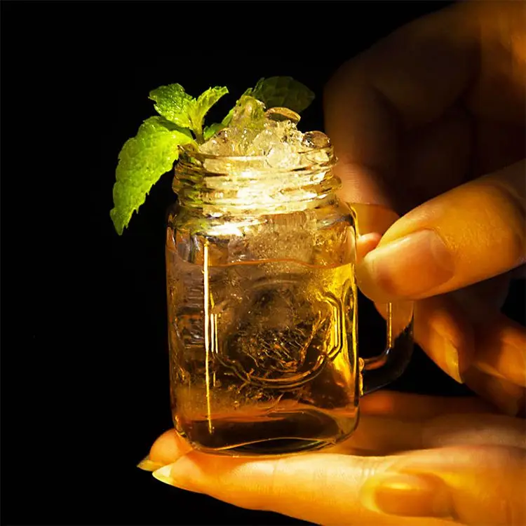 wholesale small glass mason jars with handles square mini glass jar with cover