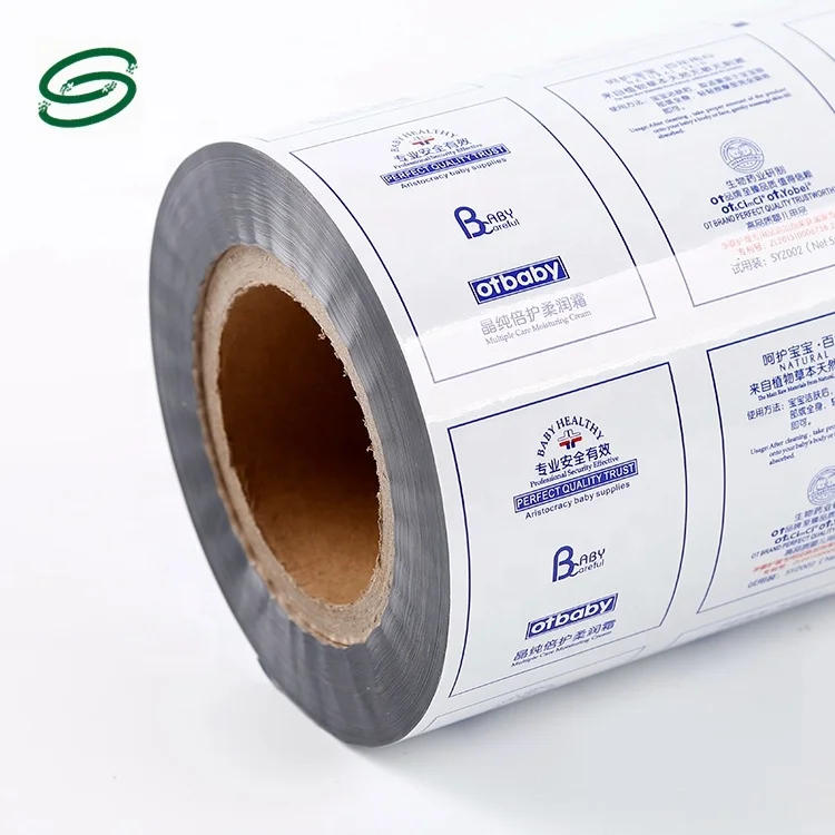 Soft Cream plastic film roll sachet roll film for baby skin care products packaging roll stock