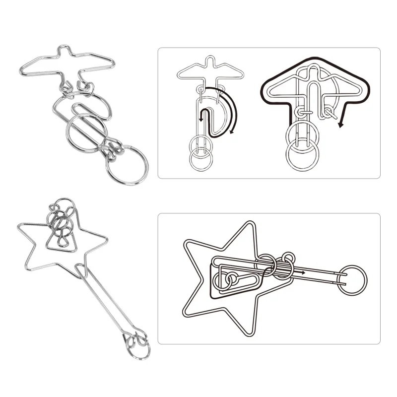 6Pcs Each Set Iq Interlocking Educational Classical Toys Brain Teaser Metal Wire Puzzle For Children Adult