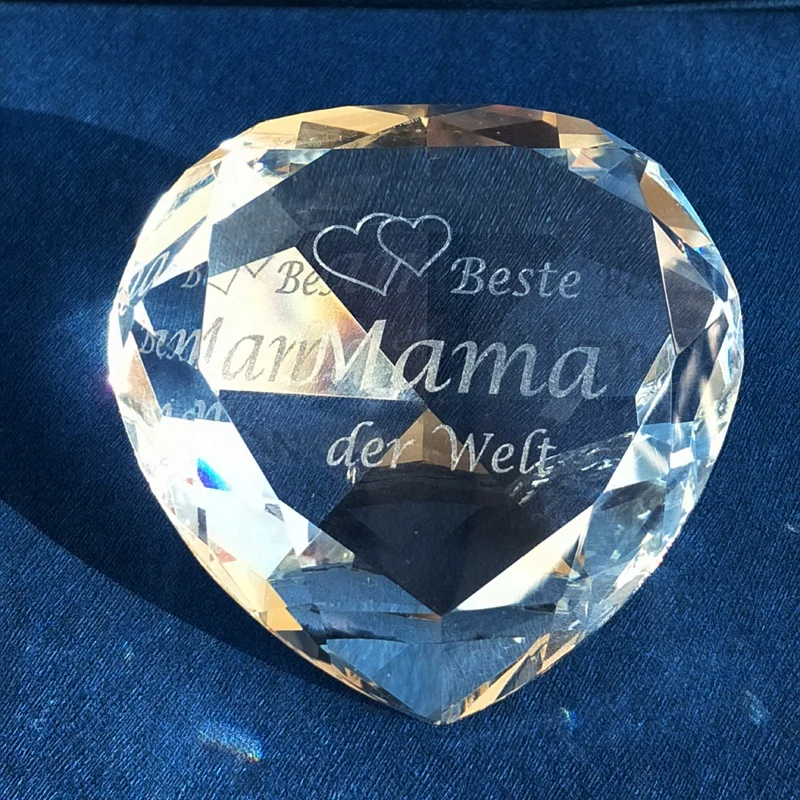 Cheap wedding favor heart shape crystal diamond elegant paperweight crystal glass diamond