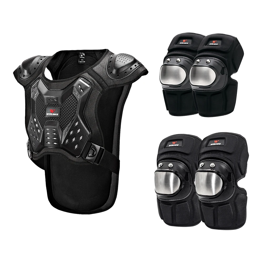 WOSAWE Motorcycle Armor Suit Roller Skating Skateboard Chest Back Spine Anti-fall Protective Gear Knee Pads Elbow Pads Suit